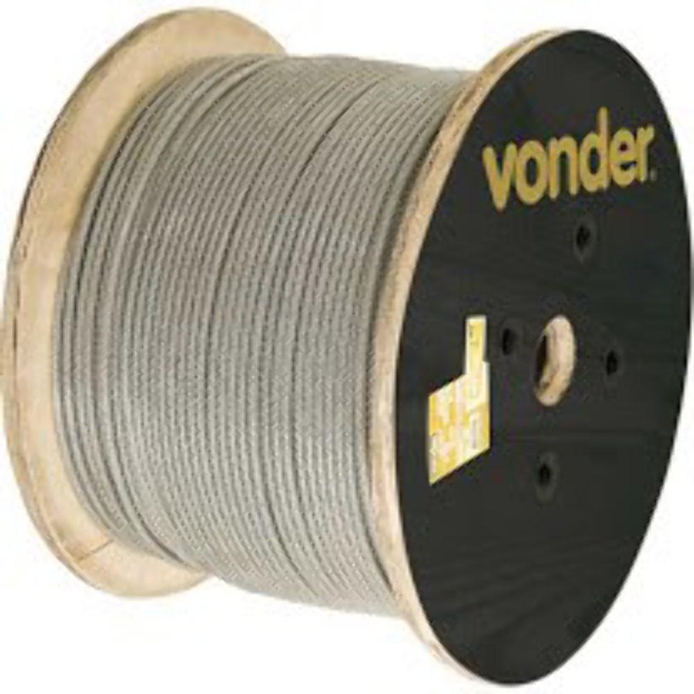 Cabo de aço galvanizado encapado 1/16 x 2.0 (6X7f) rolo com 100 - vonder