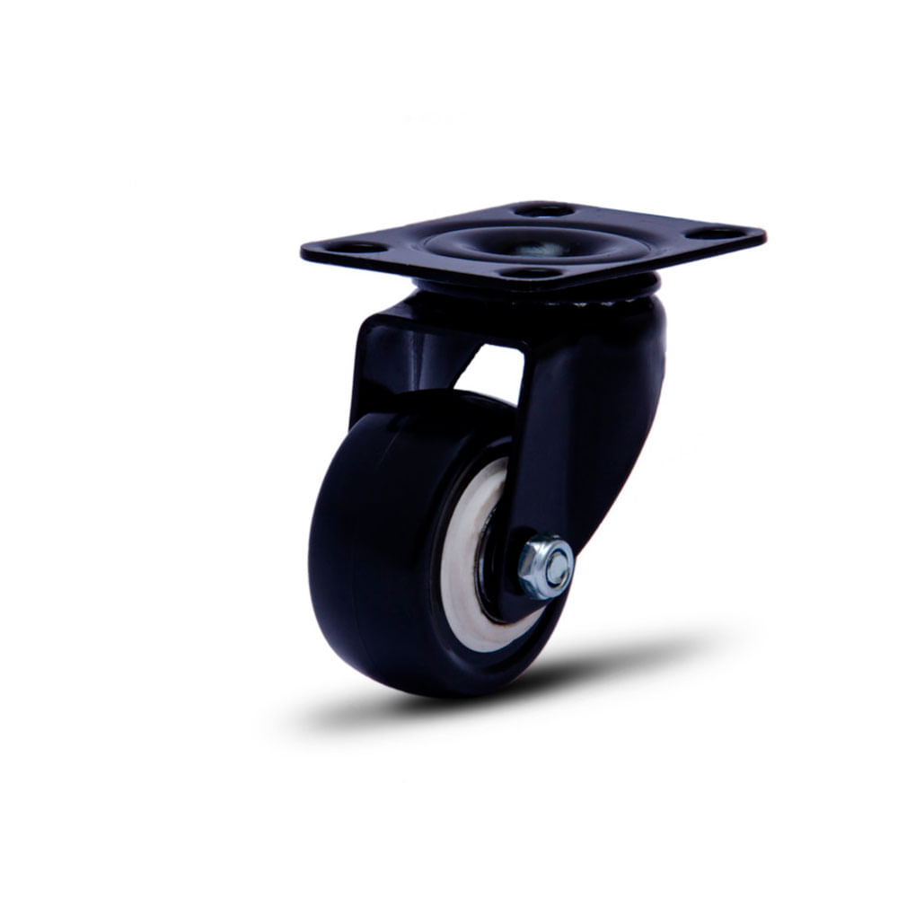 Rodizio giratorio com placa 2" preto cap. 30 kg - Colson