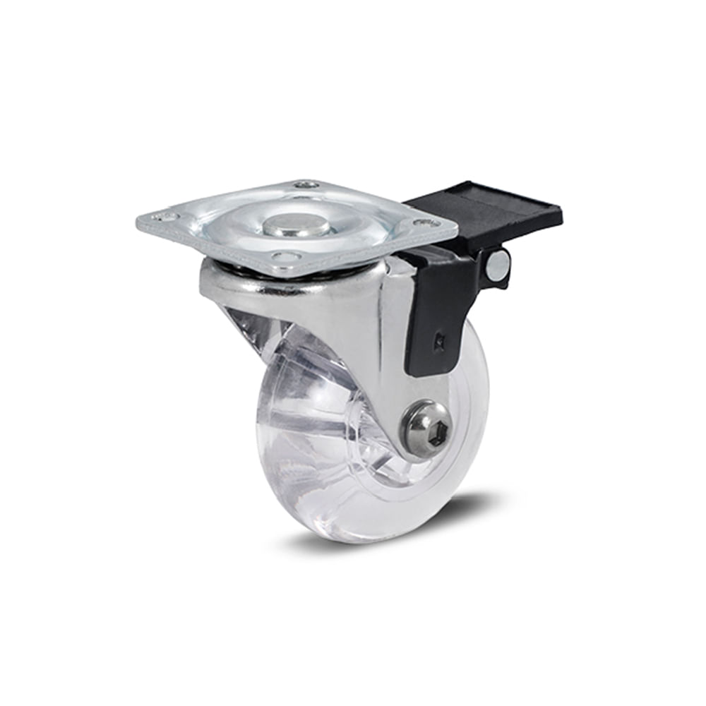 Rodizio giratorio com placa e freio PVC (GEL) 2" capacidade até 40 Kg - Colson - Pacote com 1 Peça