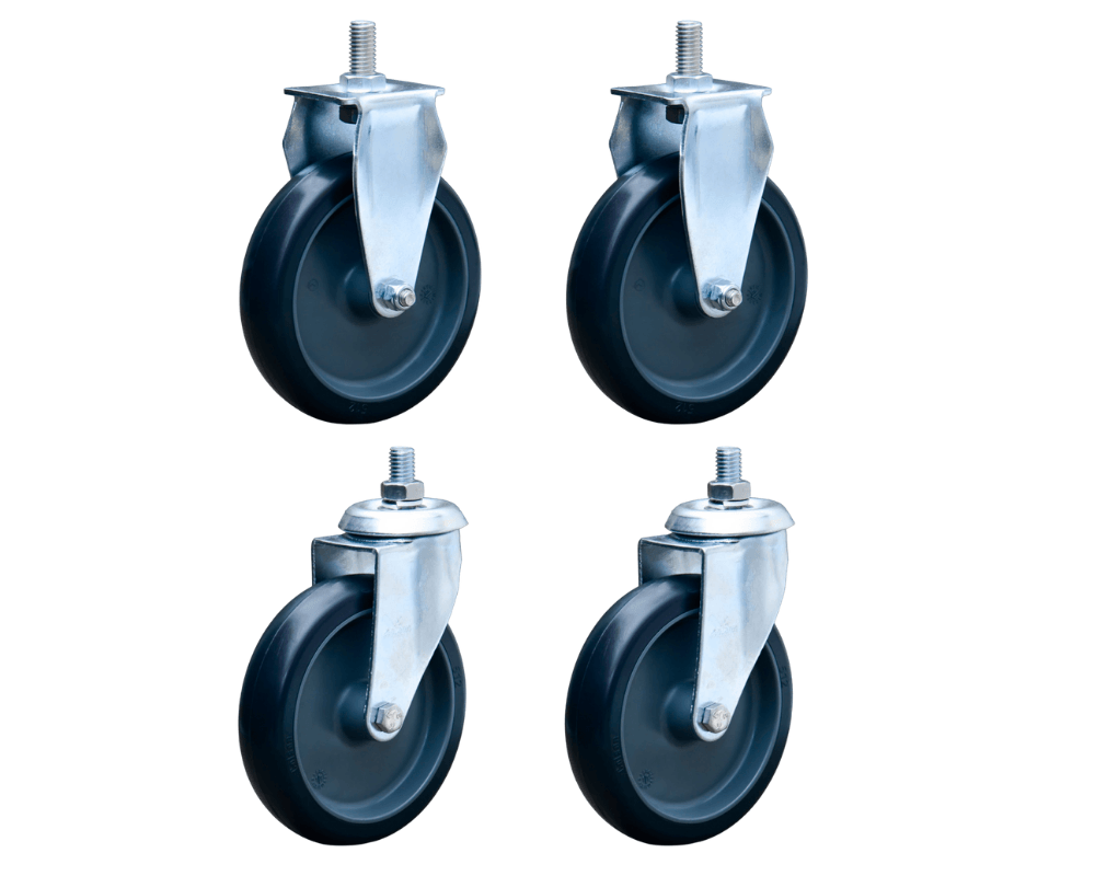 Kit com 4 Rodizios 5'' c/ Parafuso 2 Fixo 2 Giratório 225kg Colson