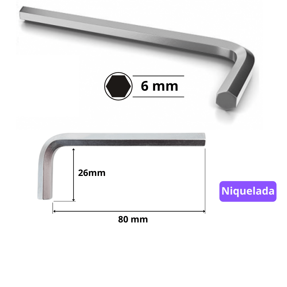 Chave Allen 6 mm Niquelada - 1 Peça