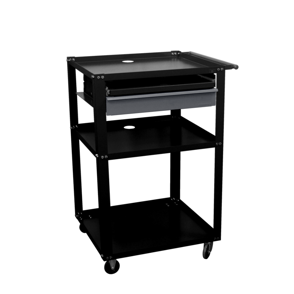 Carro Rack aberto com gaveta para computadores Dark 91016 - Presto