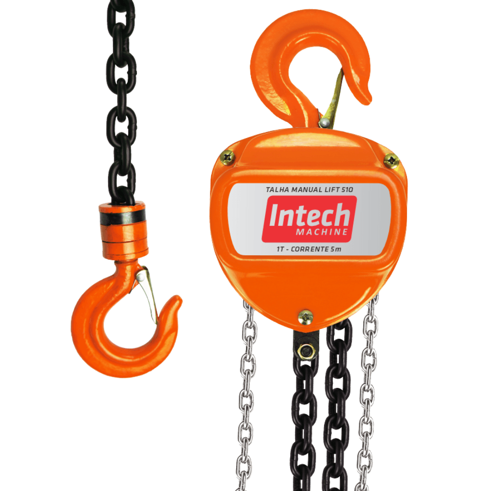 Talha manual de corrente 1 tonelada com 5 metros de elevação LIFT510 - INTECH MACHINE