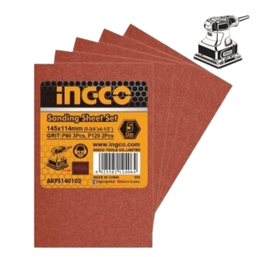 Conjunto Folhas de Lixa 145 X 115MM C/5 pçs AKFS140102 - Ingco