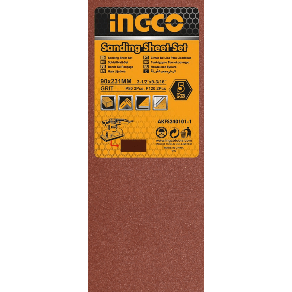 Folhas de Lixa 90x231mm com 5 Peças AKFS240101-1 Ingco
