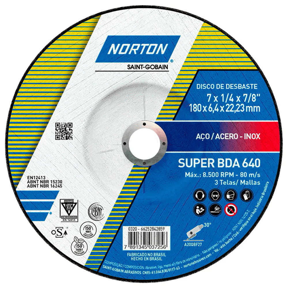 Disco de desbaste bda 640 - 7" x 1/4" norton - (1 peça)