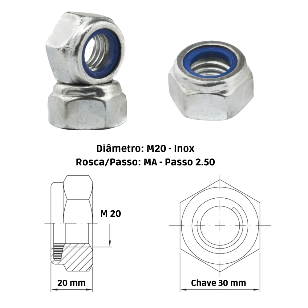 Porca sextavada travante - m20-2,50 ma - inox a2 | CCP Virtual - ccp