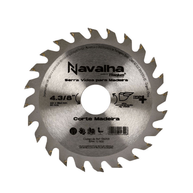 Serra Circular para Madeira Navalha 4.3/8'' x 24D - Titanium
