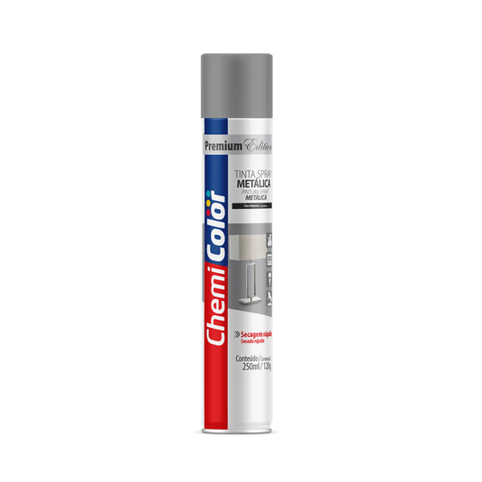 Tinta Spray Uso Geral Metalica Prata 250ml - Chemicolor