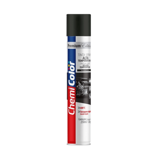 Tinta Spray Alta Temperatura Preto Fosco 250ml - Chemicolor