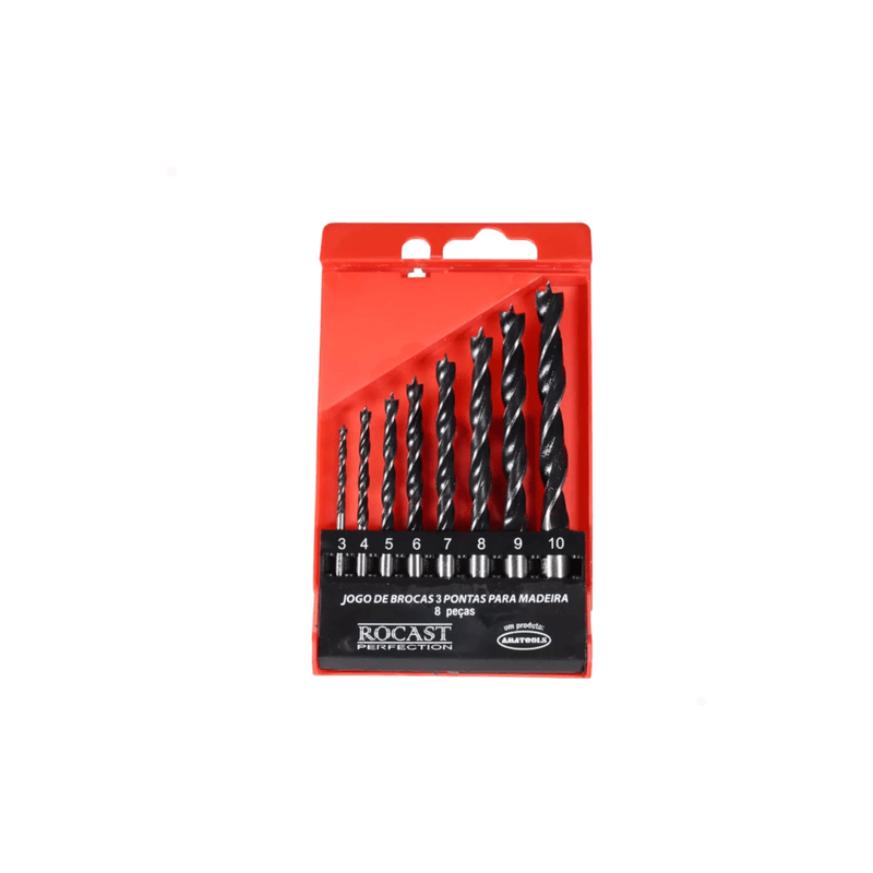 JG Brocas P/Madeira 3 Pontas 8 PCS 3,0 a 10,0 - ROCAST